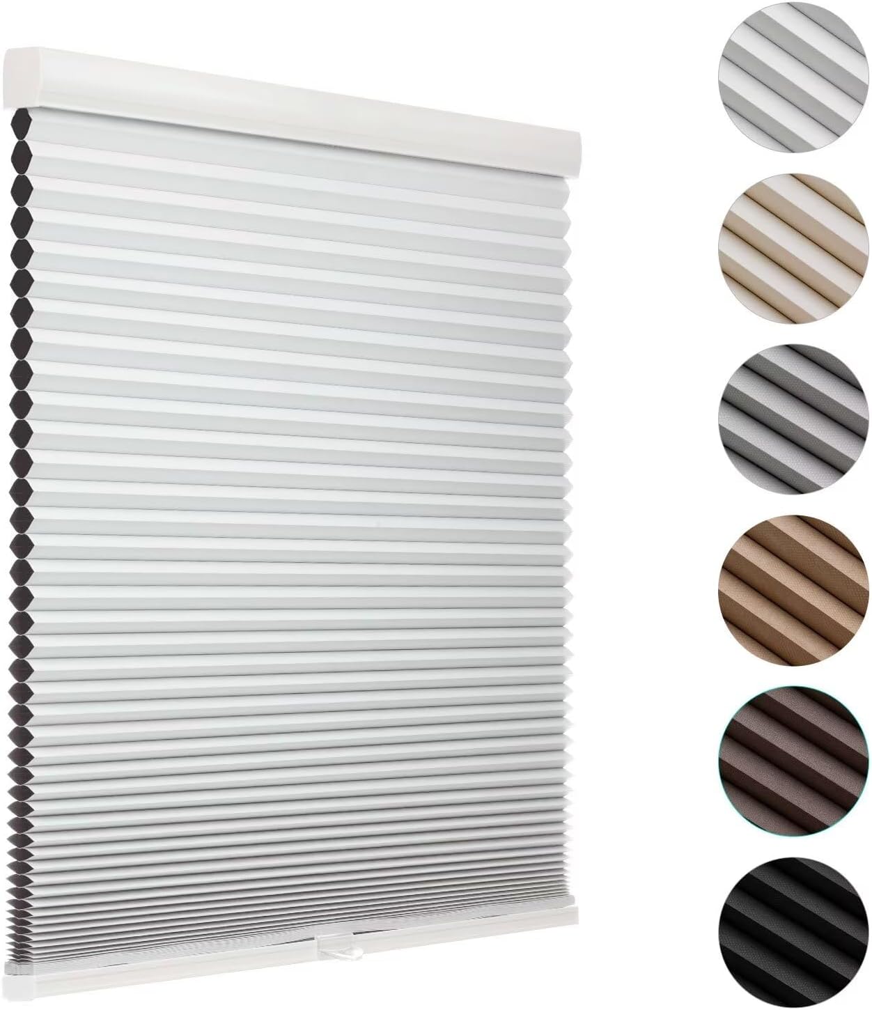 MYshade Blackout Cordless Cellular Shades Honeycomb Shade for Indoor Windows Room Darkening Blinds for Home Office Pull Down Window Shades Easy to Install 33 inch Wide, H36 Pleated Shade White